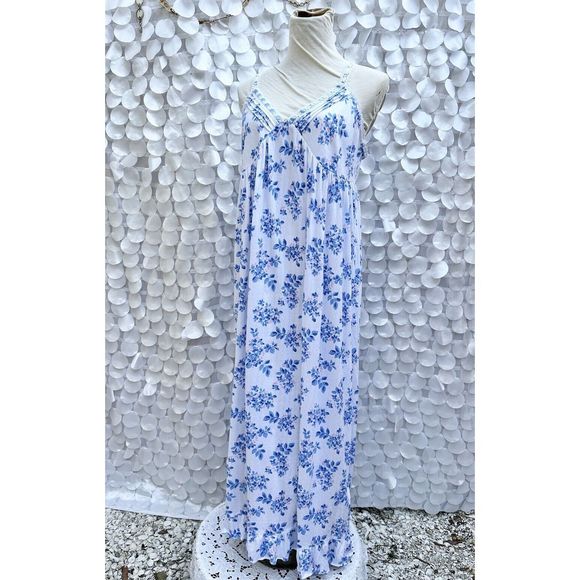 Eileen West Other - Eileen West Large Blue Floral KNIT Sleeveless Nightgown MAXI Modal NWOT